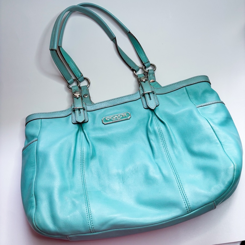 Coach Leather Tote Purse F16565 Color Laguna